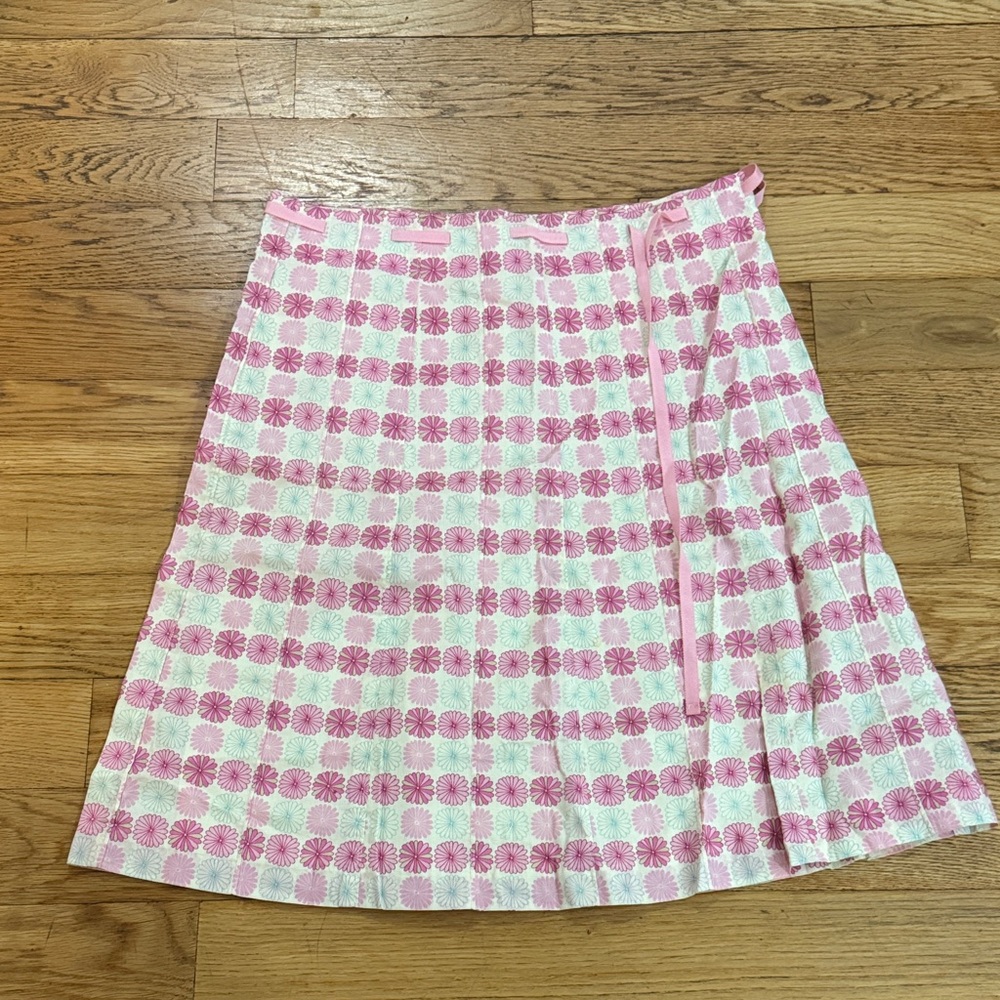 J. Crew Pink and White A-Line Liberty Print Skirt